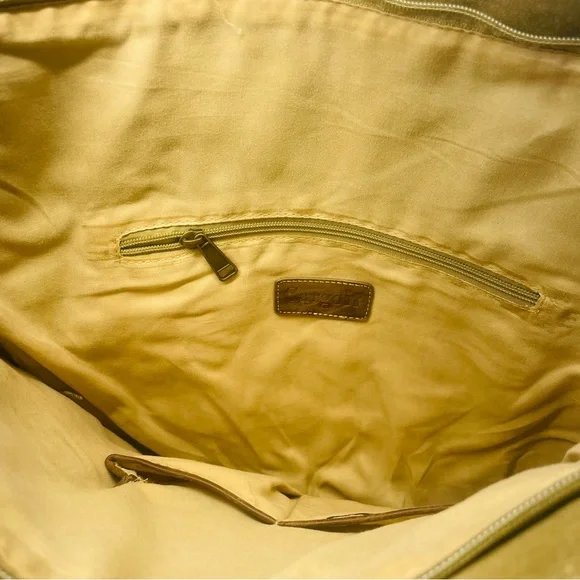 Green and Tan Structured Tote with Gold Hardware - Picture 16 of 16